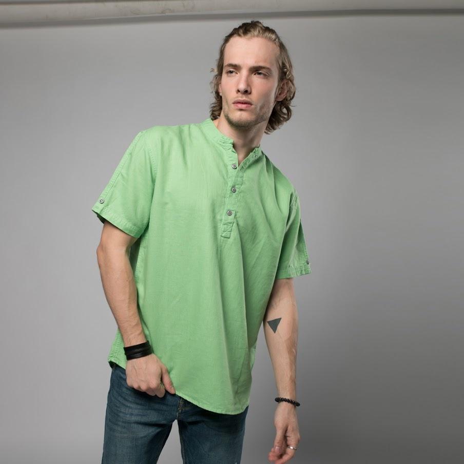 Nip/Kit Design - Mandarin Collar Linen Blend Shirt