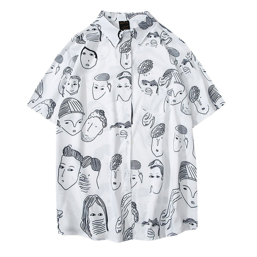 Cartoon Print Short Sleeve Shirt