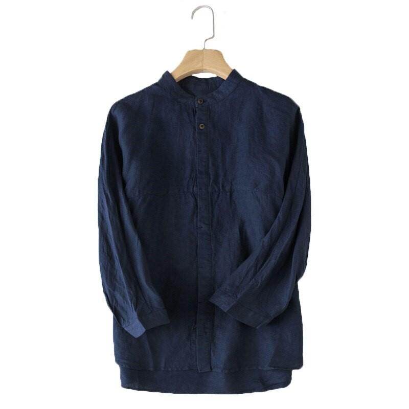 Solid Long Sleeve Linen Blend Shirt