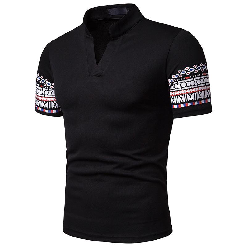 Ashton Mandarin Collared V-Neck Polo Shirt