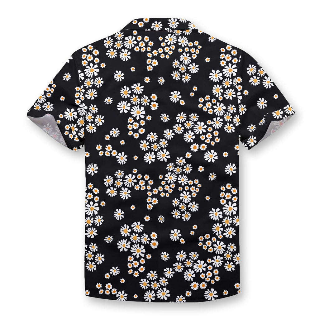 Black Daisy Pattern Button Shirt