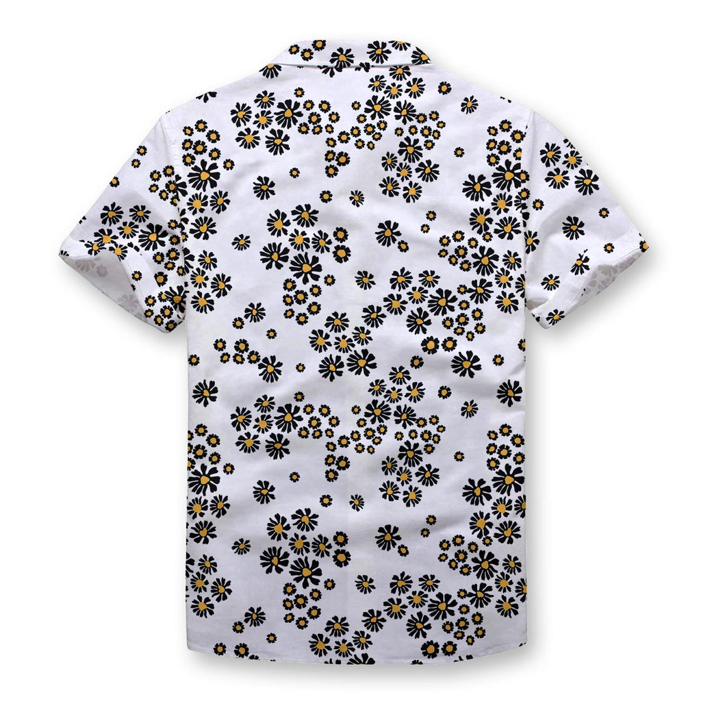 White Daisy Pattern Button Shirt