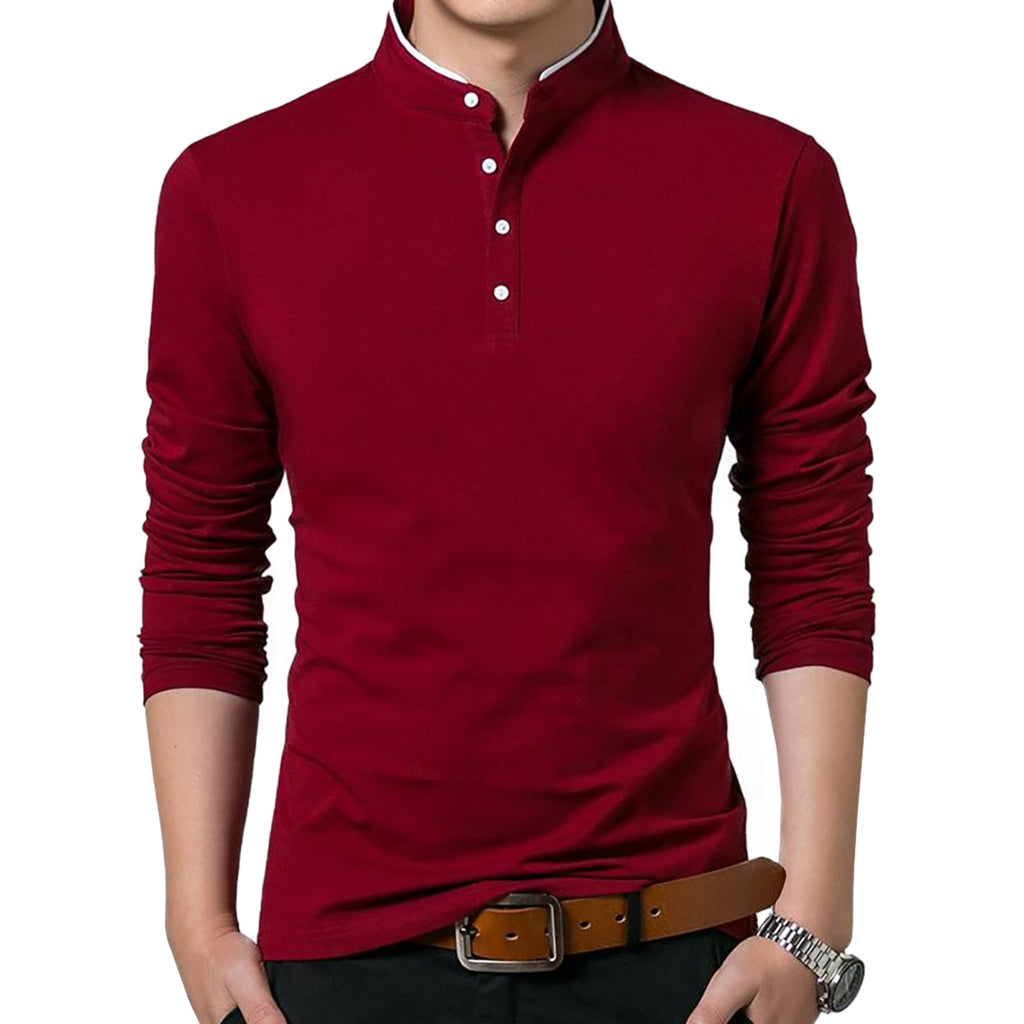 Mandarin Collar Polo Shirt
