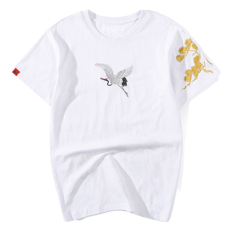 Crane Embroidered T-Shirt