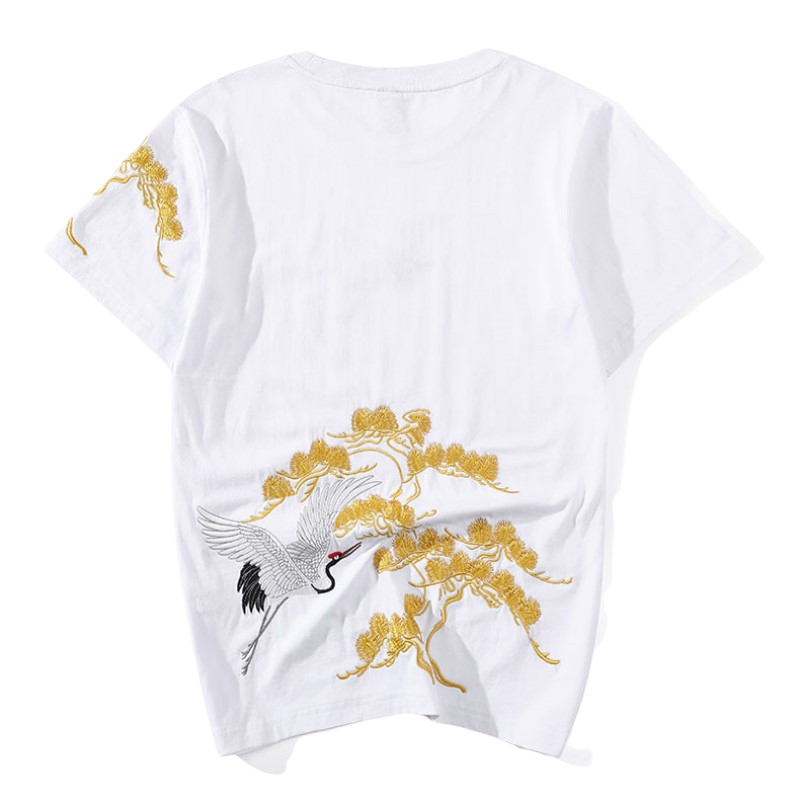 Crane Embroidered T-Shirt