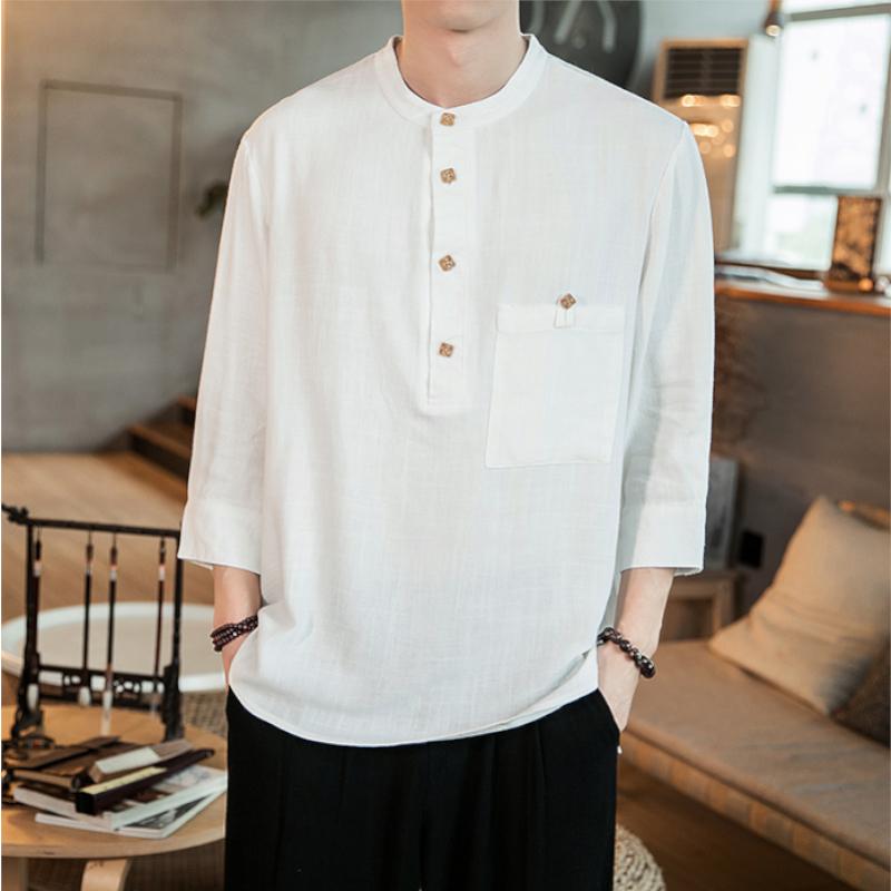 Light Henley Linen Blend Shirt