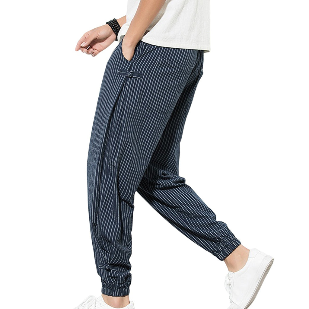 Vertical Stripe Harem Pants