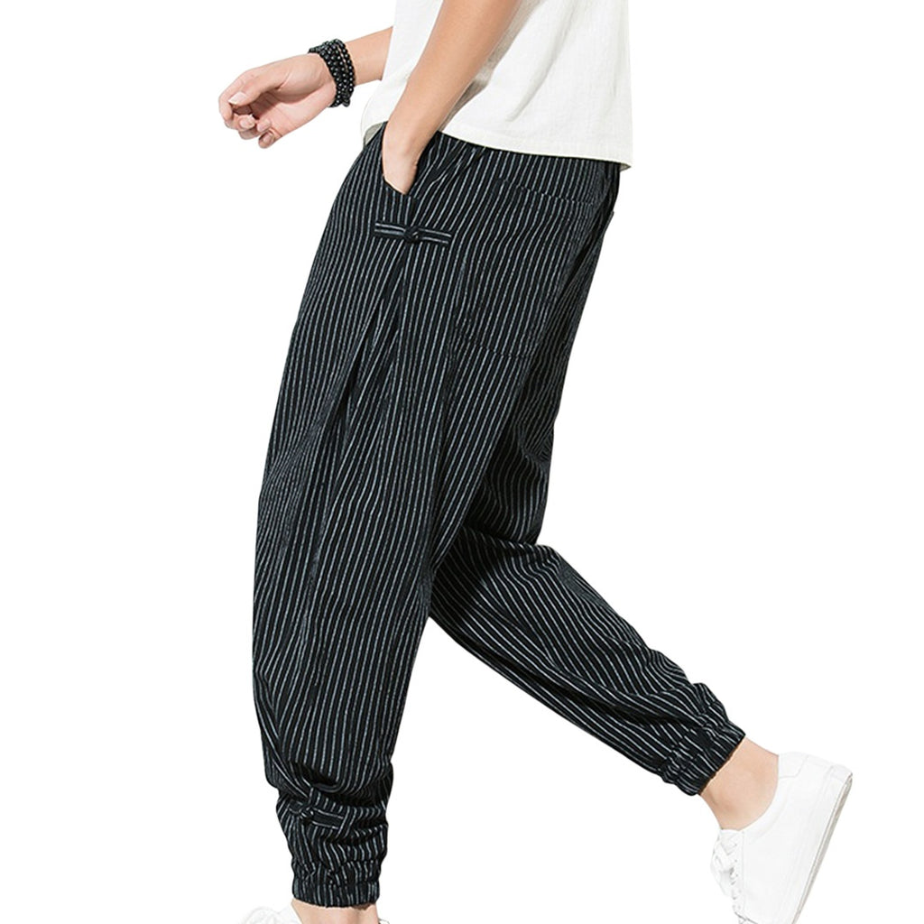 Vertical Stripe Harem Pants