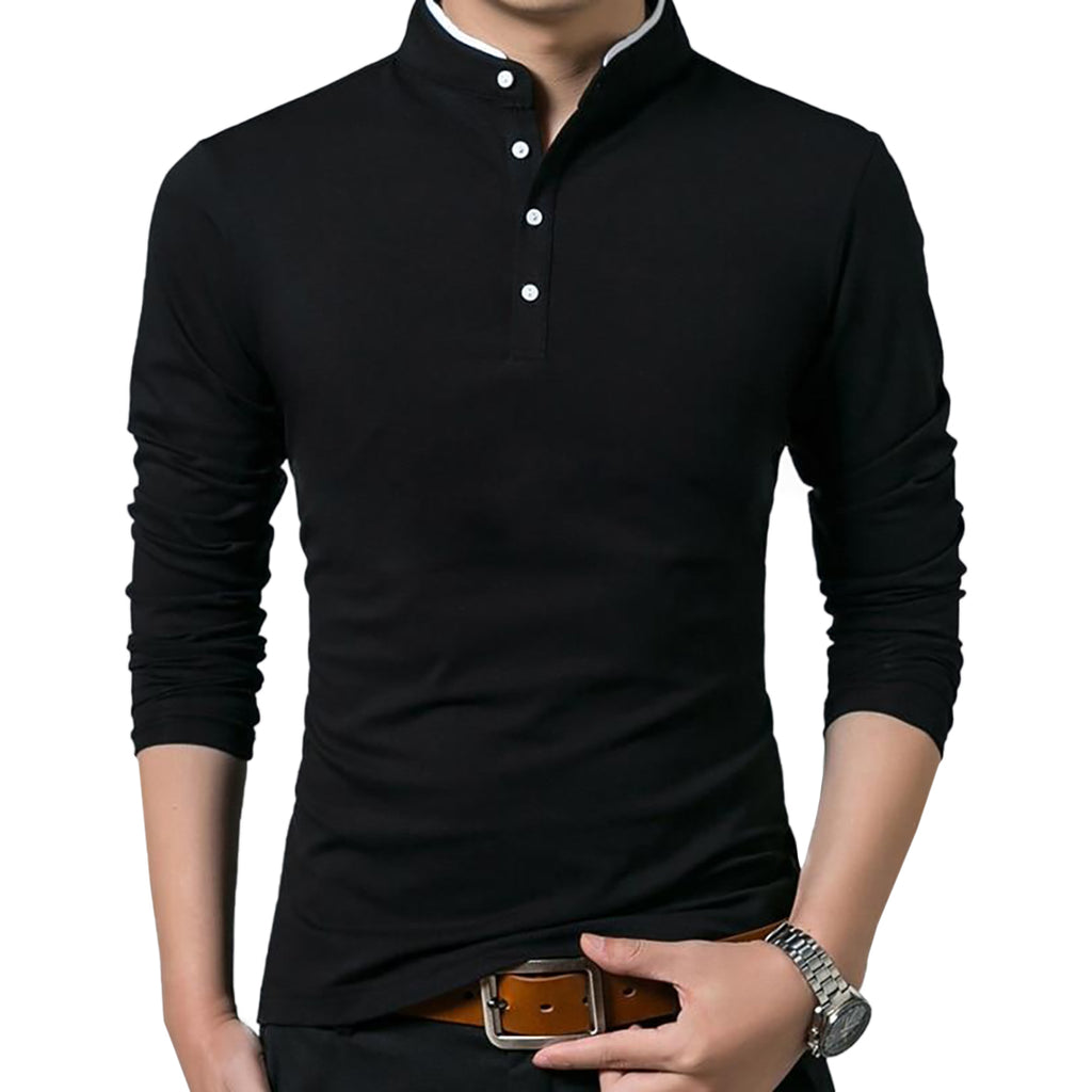 Mandarin Collar Polo Shirt