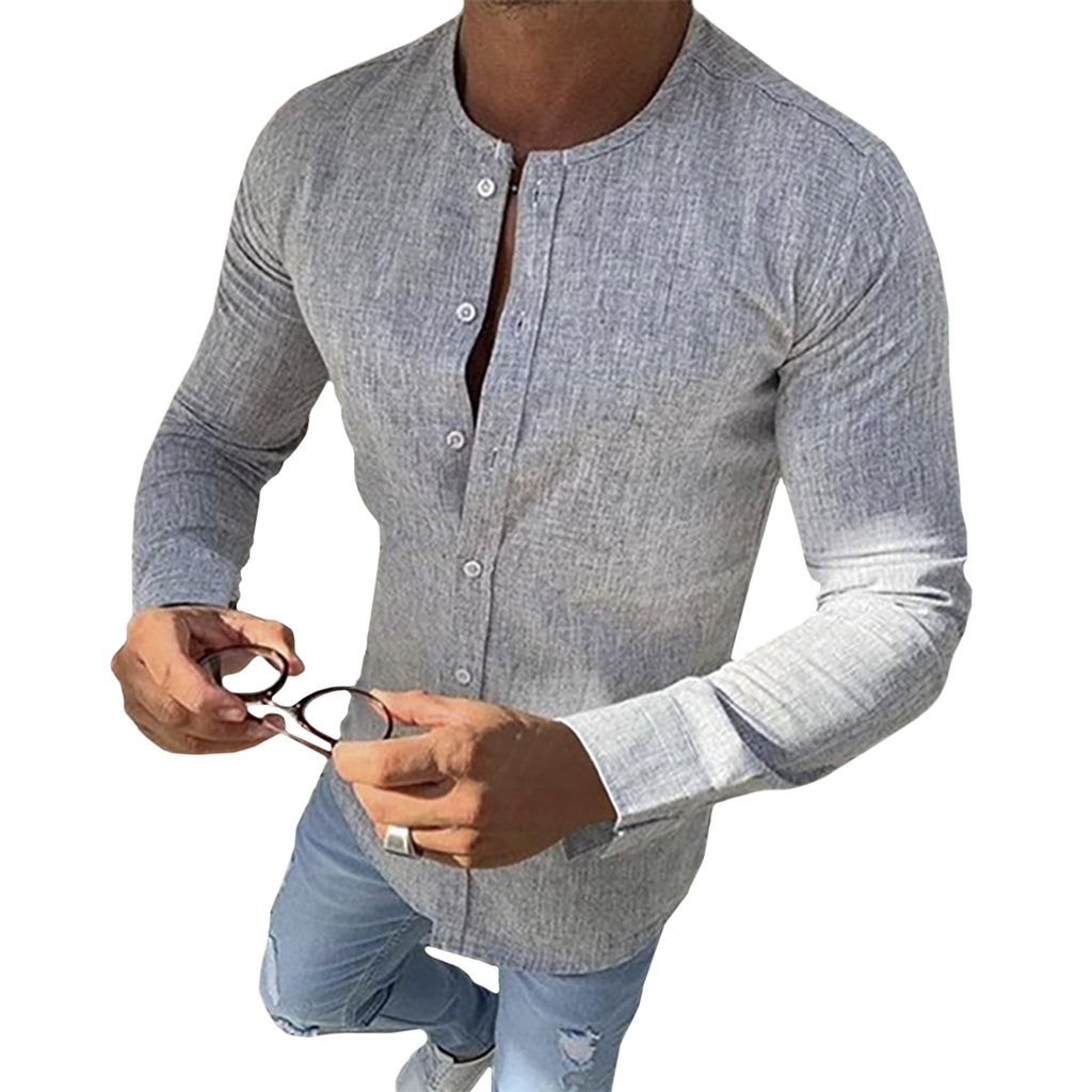 Light O-Neck Button-Down Shirt