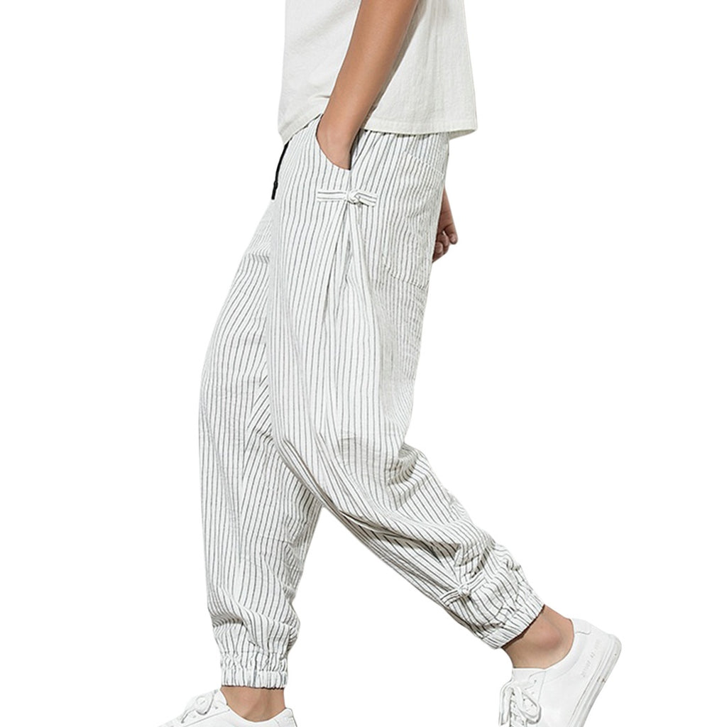 Vertical Stripe Harem Pants