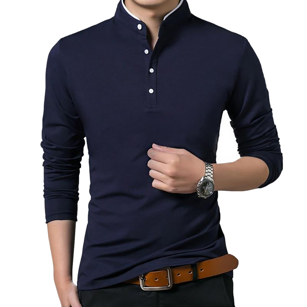 Mandarin Collar Polo Shirt