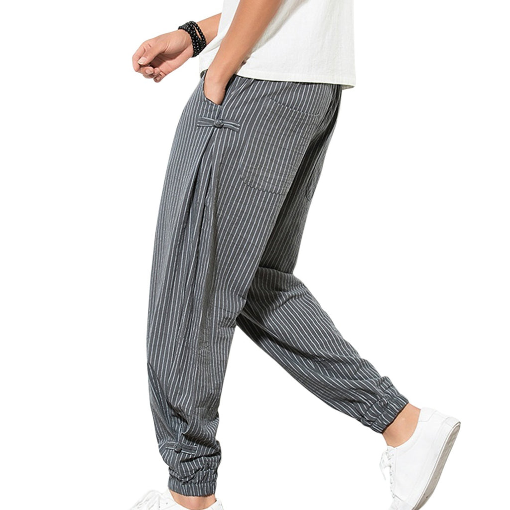Vertical Stripe Harem Pants