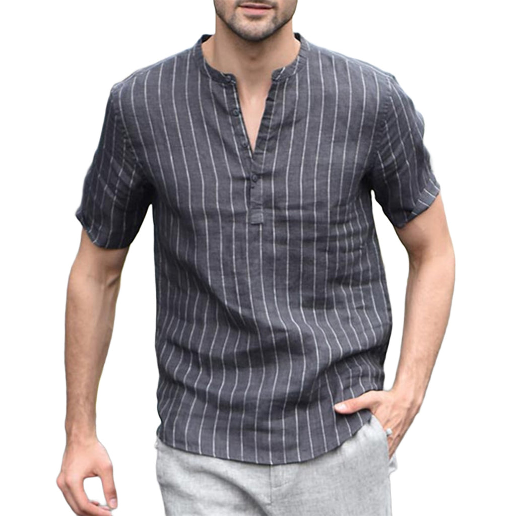 Striped Short-Sleeve Henley
