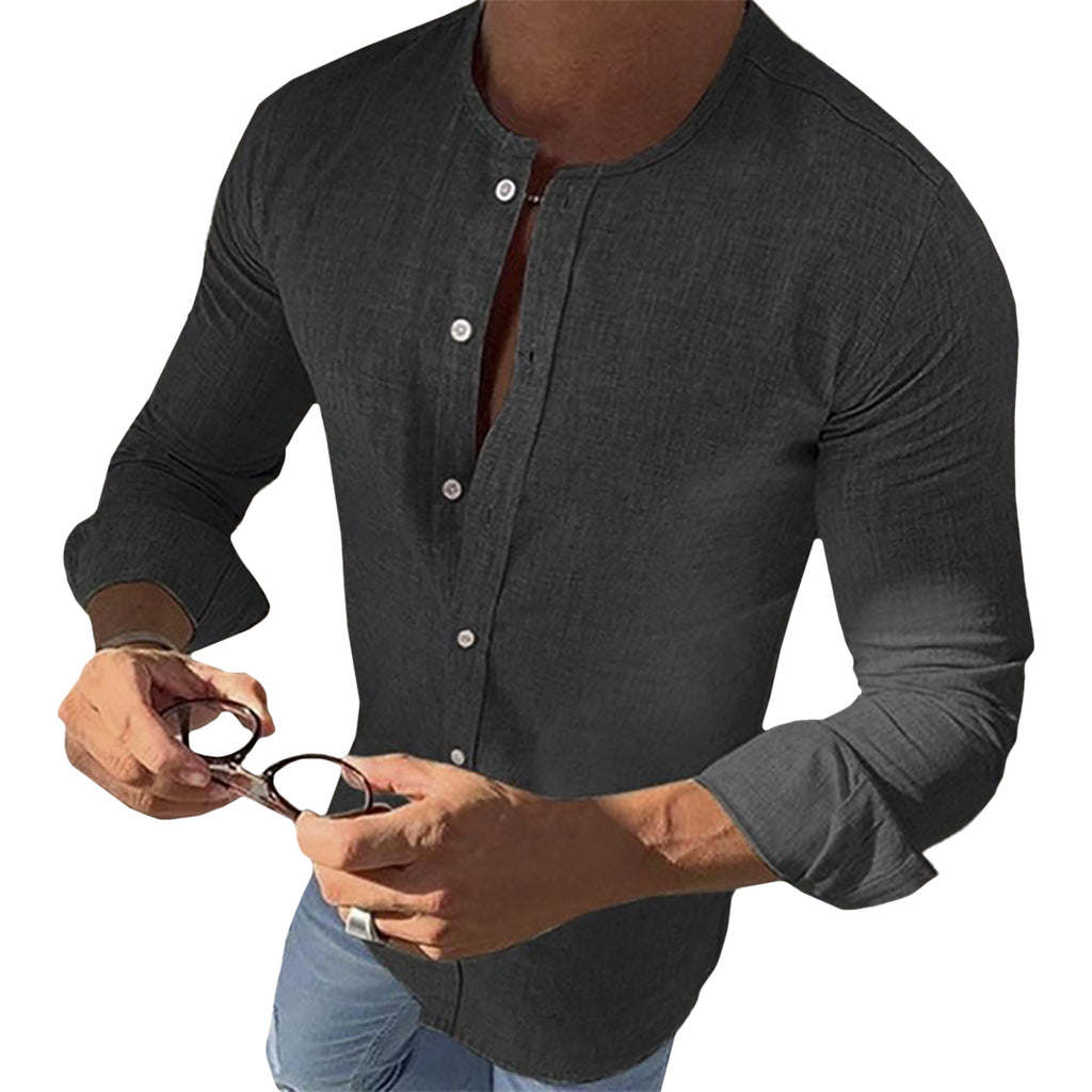 Light O-Neck Button-Down Shirt