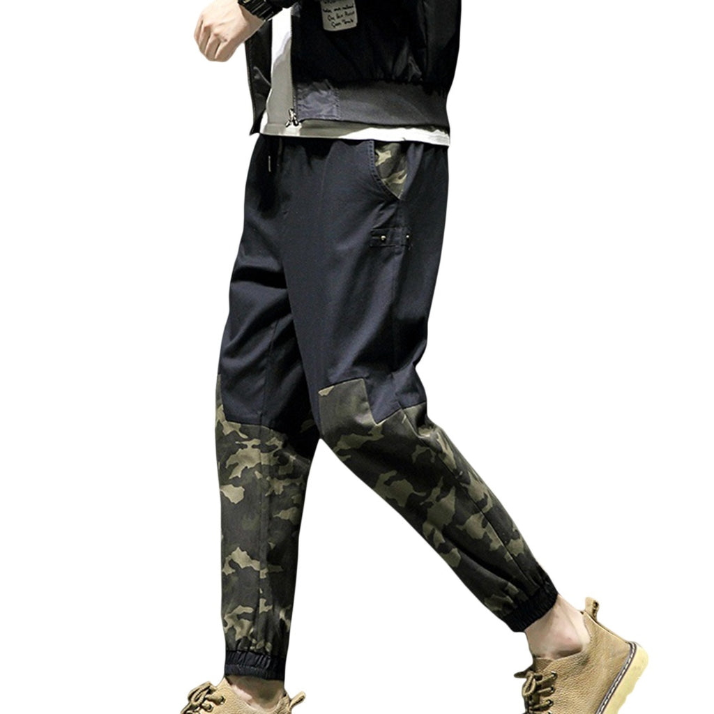 Casual Loose Black Velvet Camo Joggers